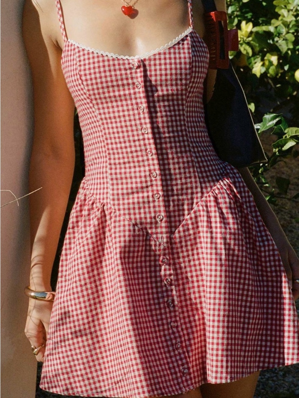 Princess Polly Red Gingham Button-Front Mini Dress - Toulouse Mini Red Dress